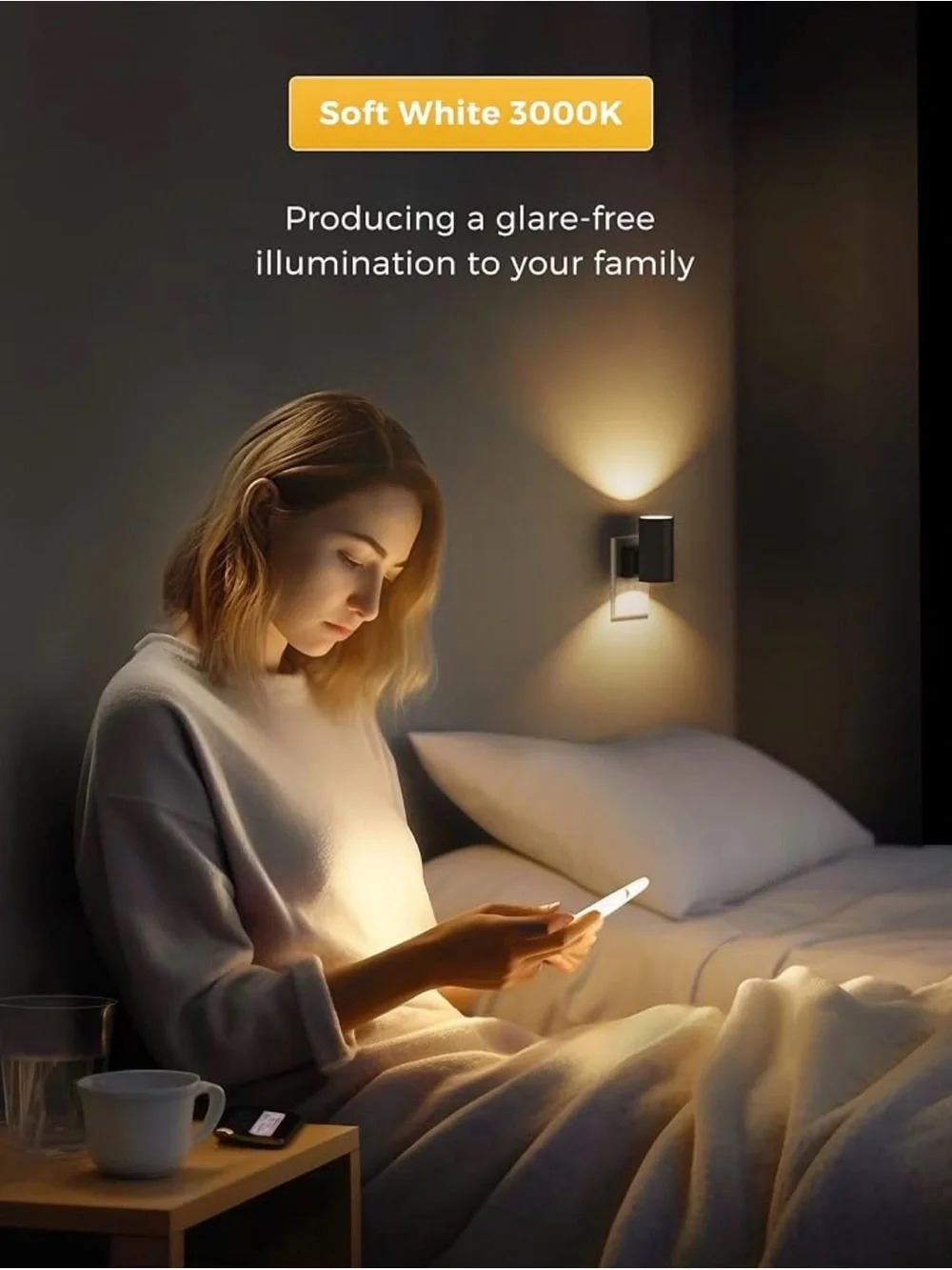 2 pc LED Night Light Plug in Sconce, Soft White